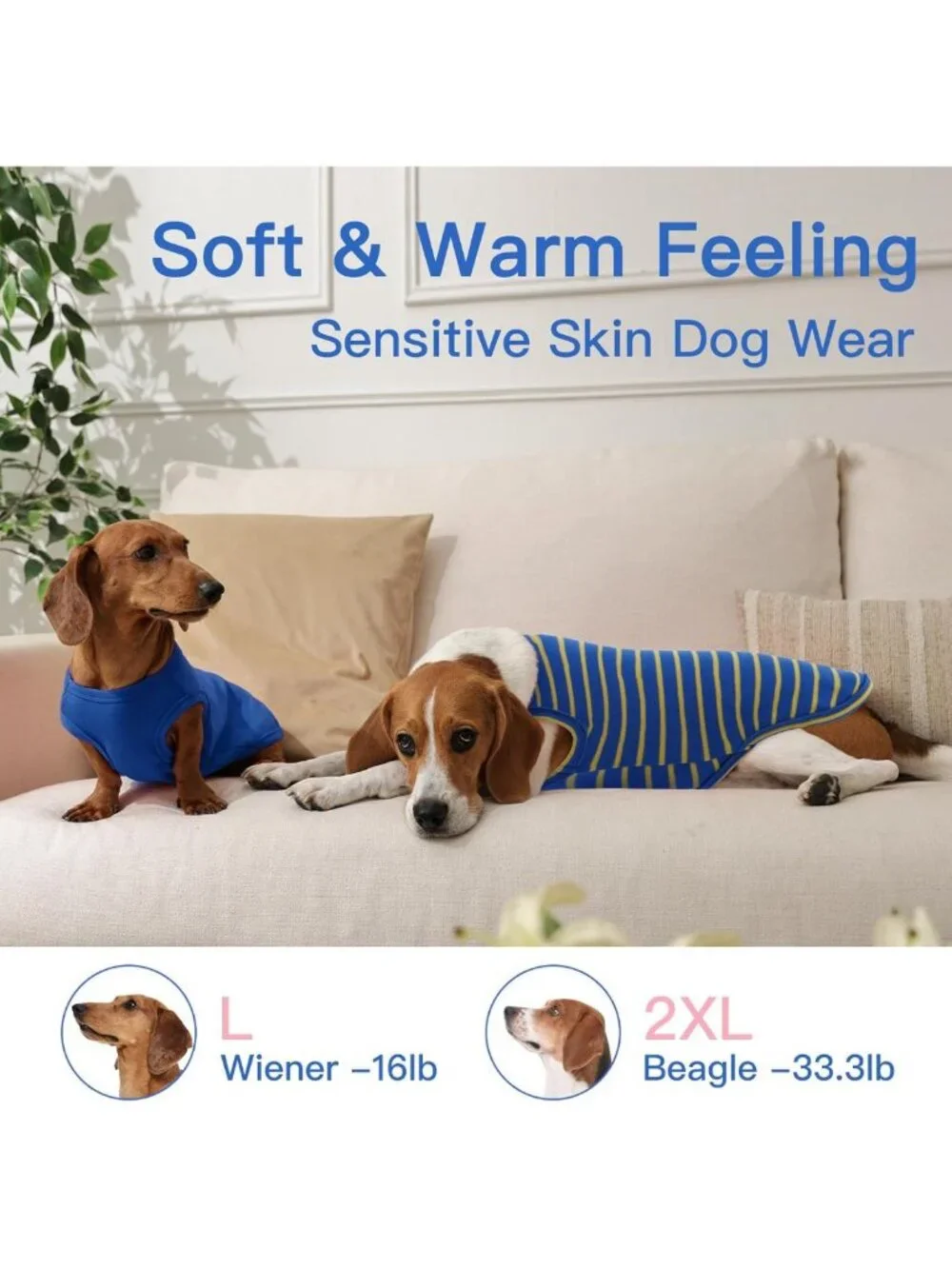 Cozy 3-Pack Dachshund Sweaters, Soft Fleece, Blue, Size Large, Pet Apparel